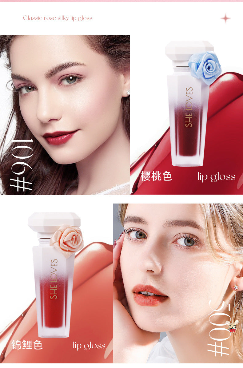 Europe and America SHELOVES Rose Matte Lip Glaze Long-lasting Non-stick Cup Non-fading Genuine Lip Gloss Makeup Wholesale
