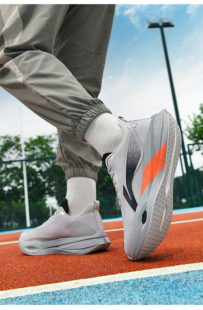 Autumn and Winter New Style Wind Chasing por Double Mesh Real Explosive Carbon Plate Rebound Cushioning Running Shoes Student Racing Training Sports Shoes