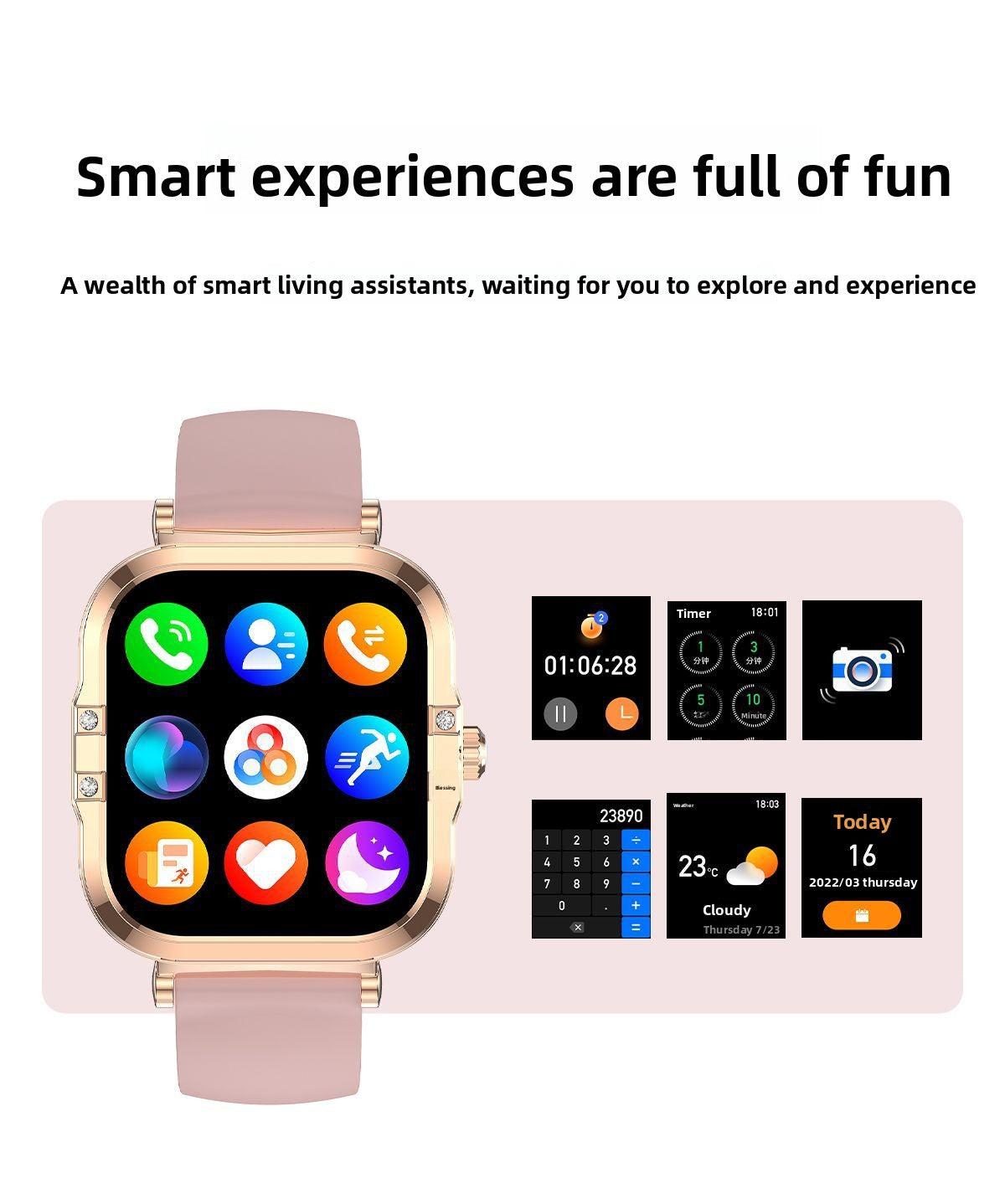 Smart Watch HK82Square AMOLED Screen Lady NFC Reminder sleep monitoring waterproof smart wearable