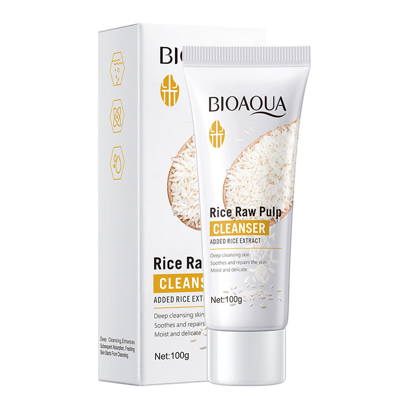 Rice Puree Facial Cleanser100g BIOAOUA Cleansing, Moisturizing, and Hydrating Export Cross-Border Manufacturer Wholesale