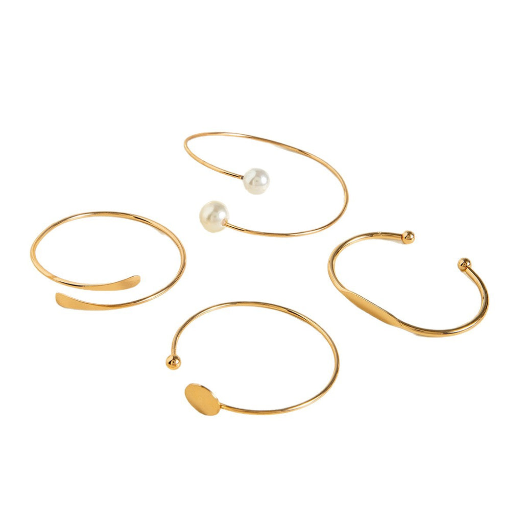 European and American Ornament Stackable Round Imitation Pearl Smooth Open Bracelet Fashion Jewelry Bracelet Wholesale