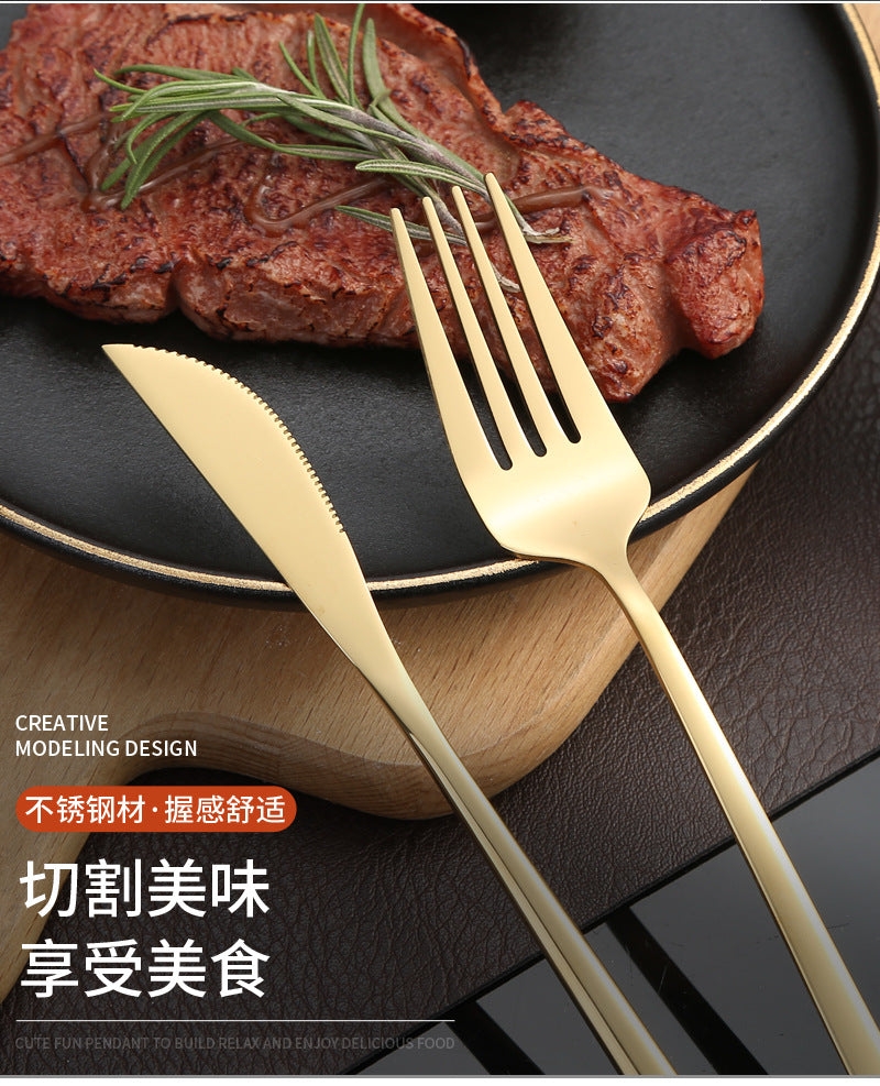 Stainless Steel Cutlery Knife Fork Spoon1010Four-piece Portuguese Western Steak Knife, Fork, and Spoon Set24Piece Suit