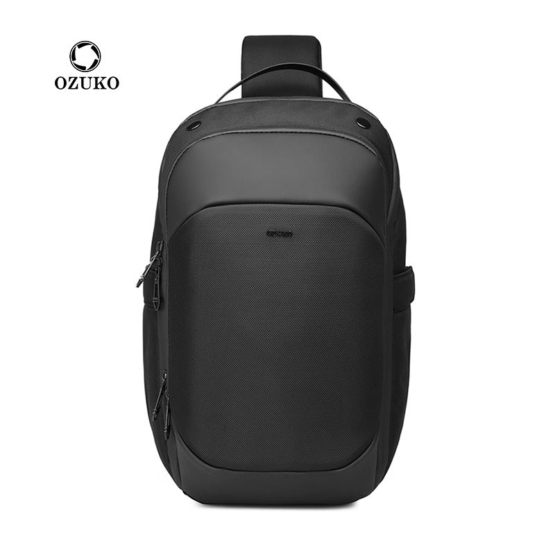 OZUKO Business Chest Bag Men's Large Capacity Waterproof Crossbody Bag High-end trendy brand simple commuter portable bag