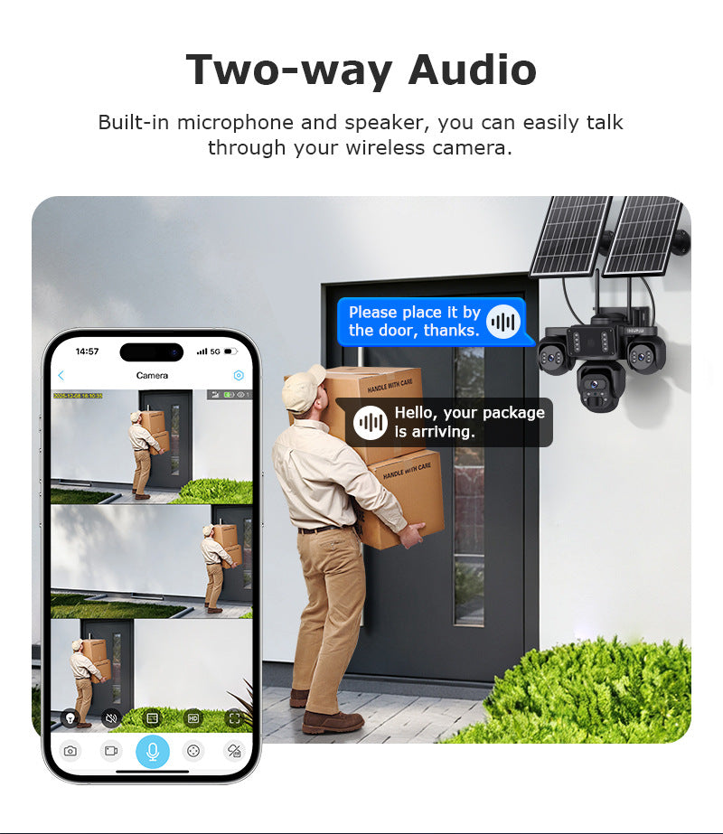 New Product AOV Low Power Consumption Trinocular Solar Camera9MP High Definition Full Color4G Solar Monitoring