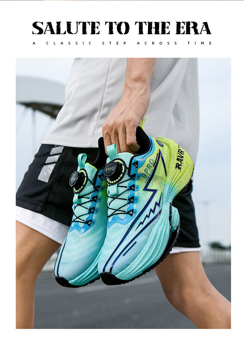 2025Autumn Winter Casual Fashion Double Mesh Knob Buckle Sneakers Super High Elastic Soft Sole Carbon Plate Anti-Slip Running Shoes