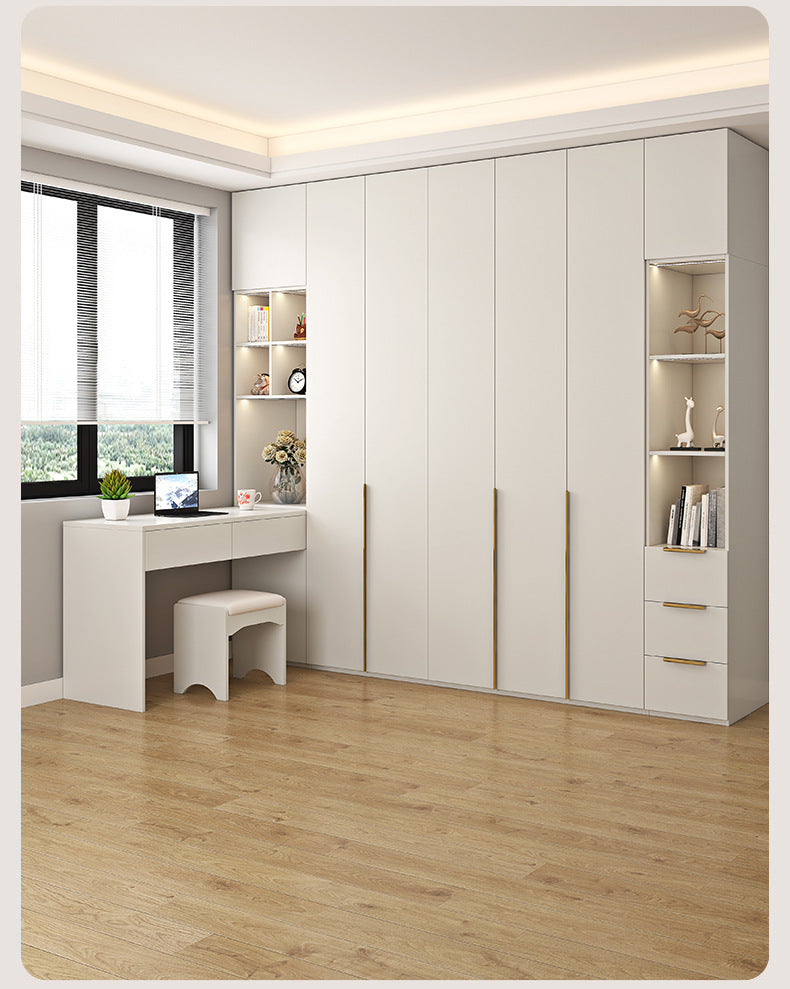 Wardrobe Solid Wood Hanging Area Multi-Bedroom Home Eco-Board Children's Room Corner Computer Desk Desk Cabinet Integrated Wardrobe