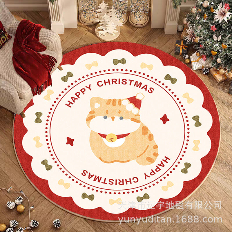 Christmas Carpet Round Living Room Mat Christmas Decoration Atmosphere Mat Christmas Tree Mat Labeling and Shipping