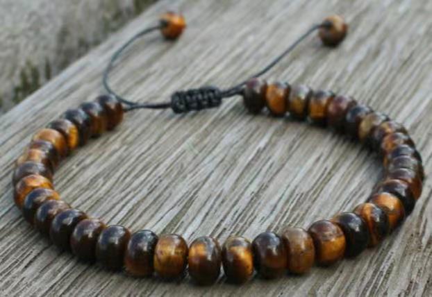 Tiger Eye Elastic Bracelet Adjustable Colorful Beaded Handmade Wrapped Bracelet Volcanic Double Row Woven Bracelet