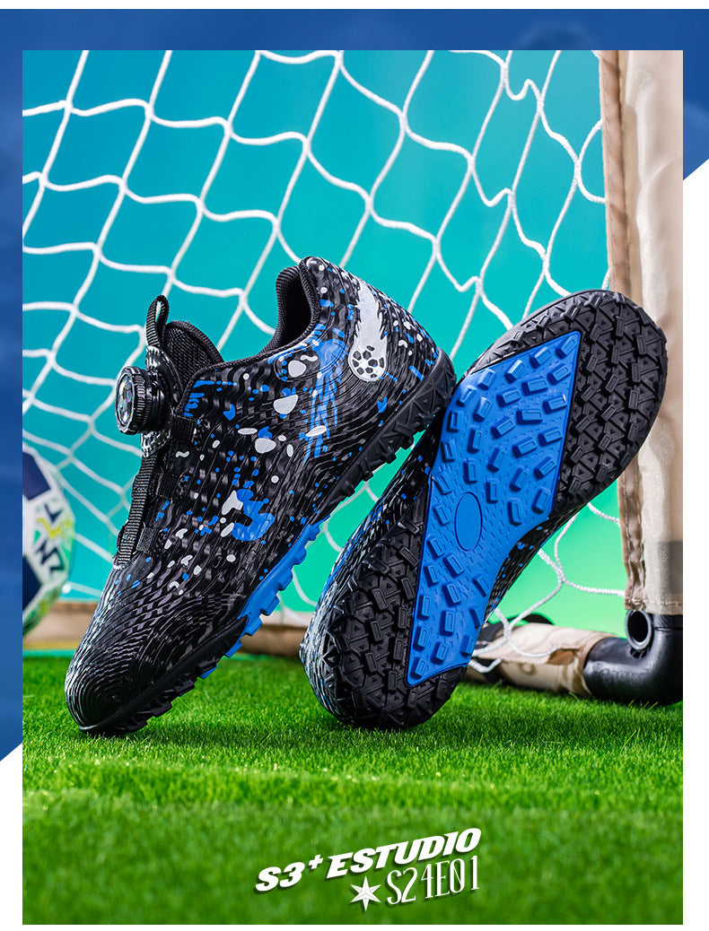 Rotating Button New Children's Soccer Shoes Girls' Spike Training Shoes Girls' Elementary School Sneakers Sports Shoes