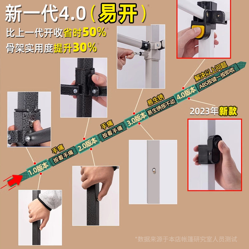 Outdoor Market Stall Four-Corner Tent with Enclosure Windproof and Warm Night Market Foldable Four-Legged Rain Shelter Tent Umbrella