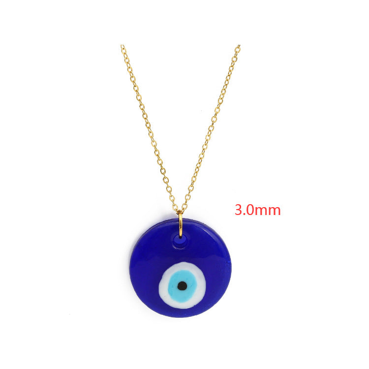 Devil's Eye Palm Necklace European and American Wax Rope Pink Necklace Turkish Blue Eye Water Drop Necklace