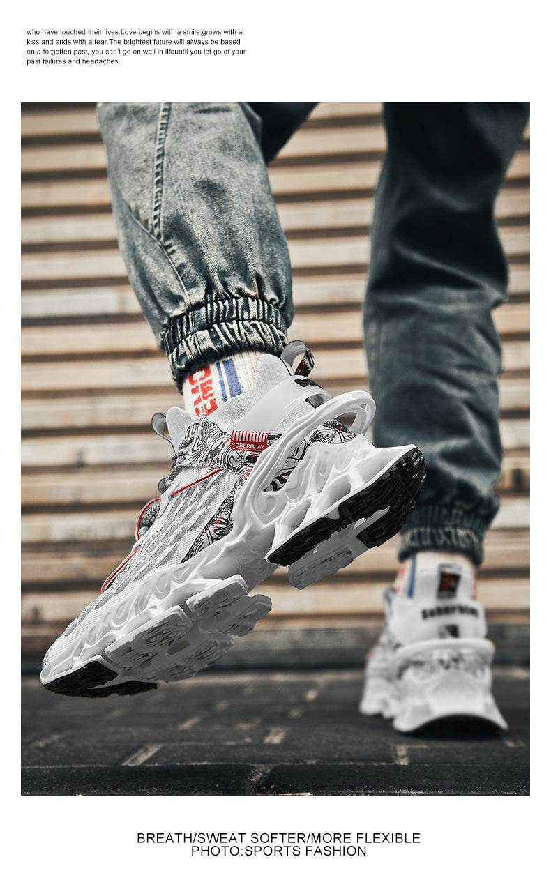 Chinese Style Men's Shoes Spring and Autumn Running Shoes Basketball Sports Shoes Ultra-light Shock-absorbing Breathable Running Blade Shoes Chinese Style Design