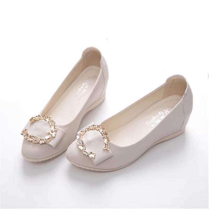 Women's Height-Increasing Flats2025Spring New Non-Slip Flat Shallow Mouth Height-Increasing Shoes Versatile Wedge Mom Shoes