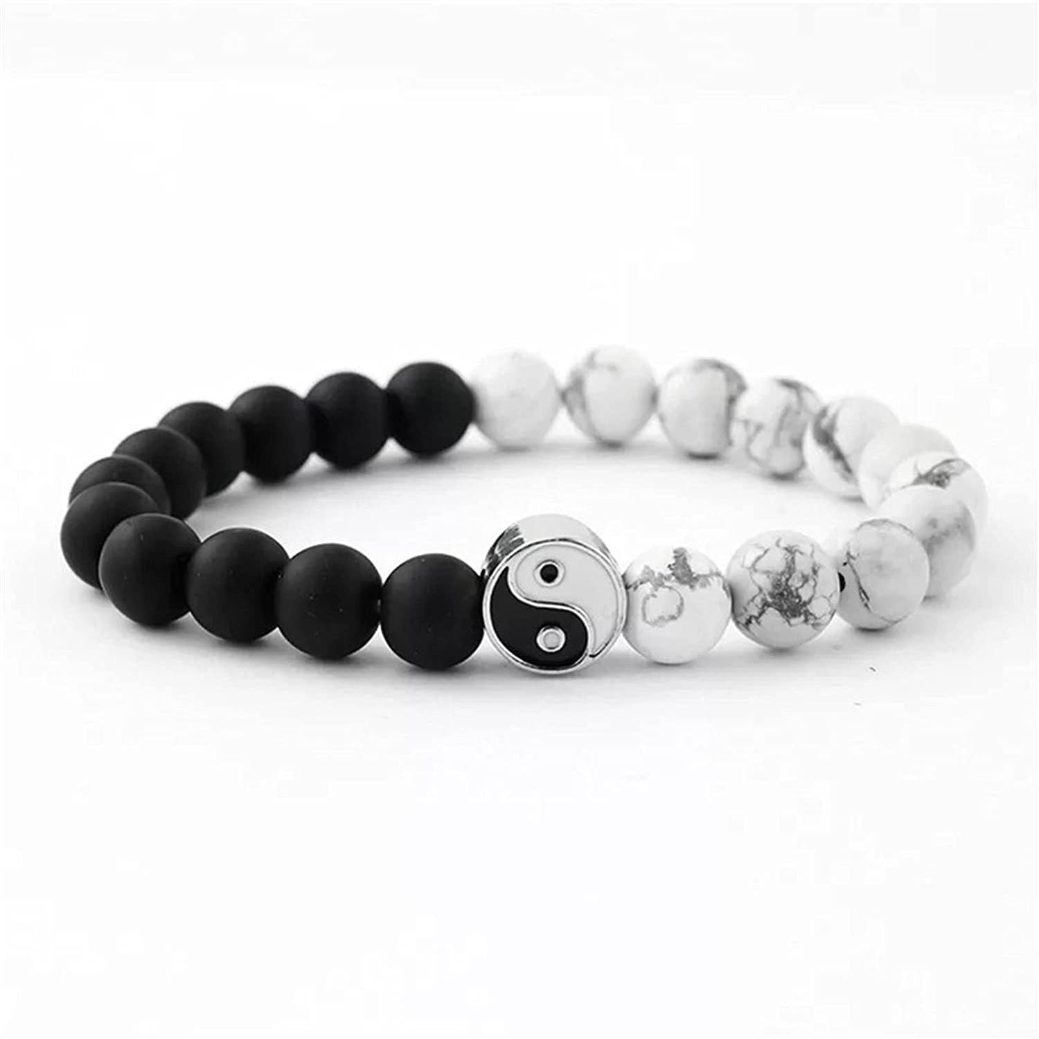 Tai Chi Bagua Bracelet Couple Gift8mm Beaded Natural White Turquoise Black Matte Chinese Style Yin Yang Tai Chi Bracelet