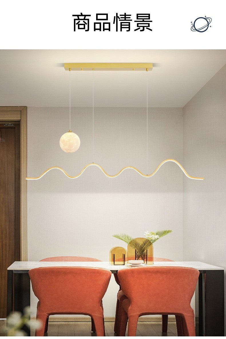 Restaurant Pendant Light Luxury Dining Room Table Bar Counter Lighting Modern Minimalist Moon Lamp Minimalist Long Strip Restaurant Light
