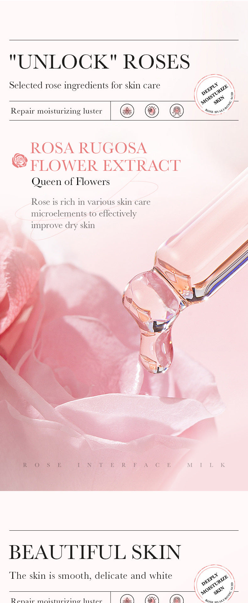 BIOAOUA Rose Hyaluronic Acid Moisturizing Six-piece Set Hydrating skin care product set  wholesale