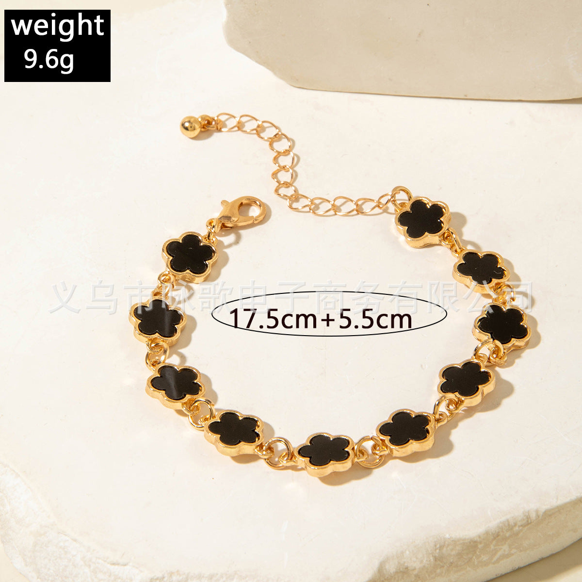 European and American Fashion Alloy Inlaid Diamond Five-Leaf Clover Bracelet Jewelry Three-Piece Set Simple Geometric Smooth Bracelet Wholesale