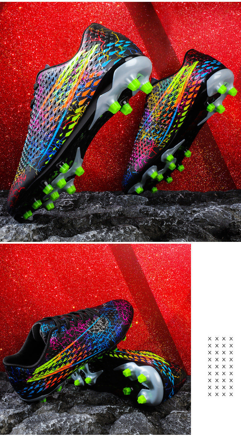 New professional football shoes for men and women AG Long Spike Colorful Multi-Color Youth Student Grass Competition Training Shoes