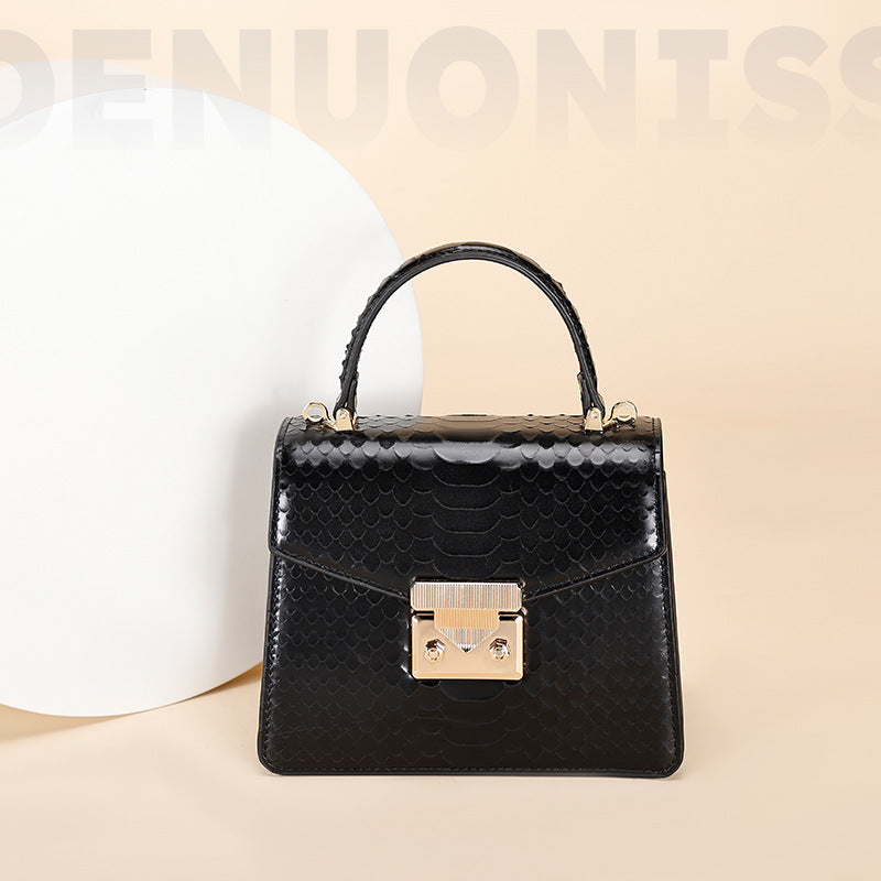 Snake Pattern Kelly Bag Niche Versatile Handbag High-Quality Fashion Women's Bag Light Luxury Single Shoulder Crossbody Women's Bag