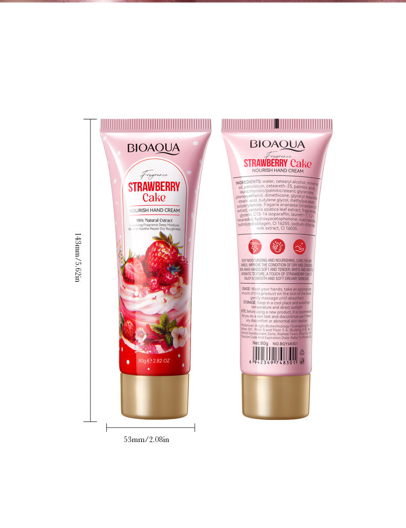 Full English Strawberry Cake Nourishing Hand Cream BIOAOUA Autumn and winter moisturizing hand cream  foreign trade wholesale