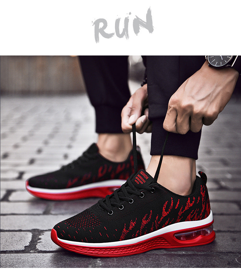 New Sports Shoes Four Seasons Casual Flyknit Breathable Cushion Running Shoes for Teenagers Ultra-light Shock-absorbing Trendy Men's Shoes