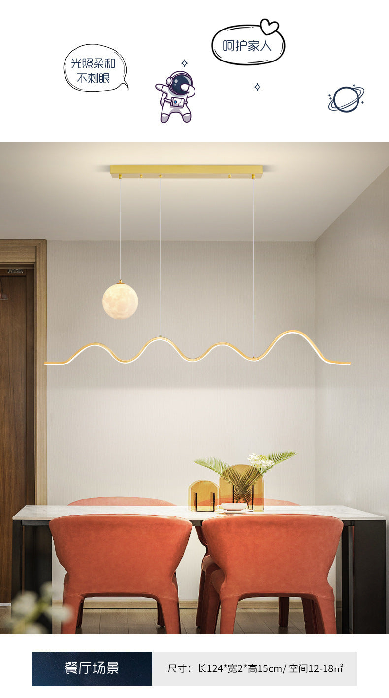 Restaurant Chandelier Light Luxury Dining Room Dining Table Bar Modern Minimalist Moon Lamp Minimalist Long Strip Guangdong Zhongshan Factory