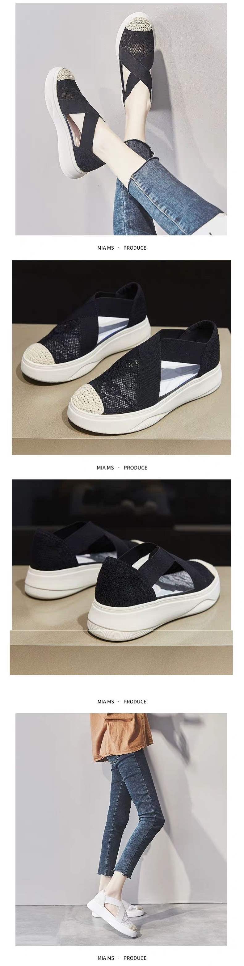 Women's Summer Fisherman Shoes2025New Trendy Hollow Breathable Thick-Soled Platform Shoes Slip-On Loafers Single Shoes