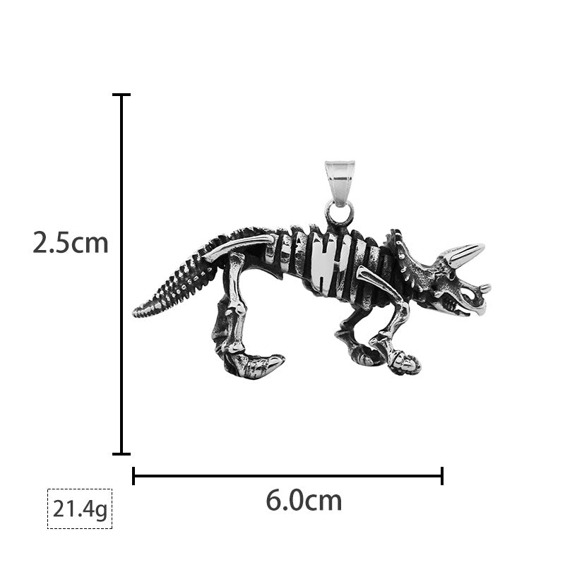 New Stainless Steel Dinosaur Pendant Vintage Blackened Oil Titanium Steel Dinosaur Bone Necklace Jewelry Source Factory