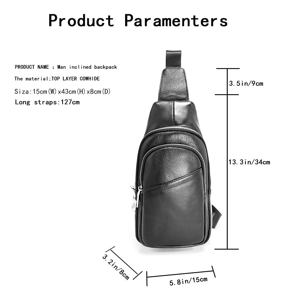 Anti-theft Bag Cowhide Chest Bag Password Lock Outdoor Sports Genuine Leather Single Shoulder Crossbody Bag Anti-theft Password Lock