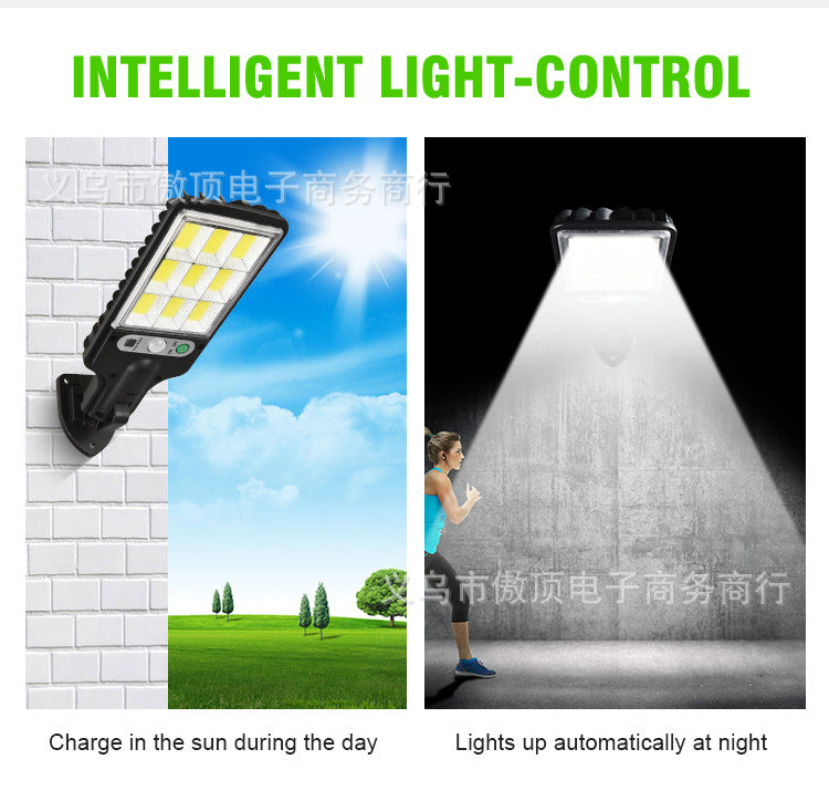 Outdoor Solar Street Light New Human Body Sensing Garden Light with Remote Control LED Wall Lamp Waterproof Garden Light