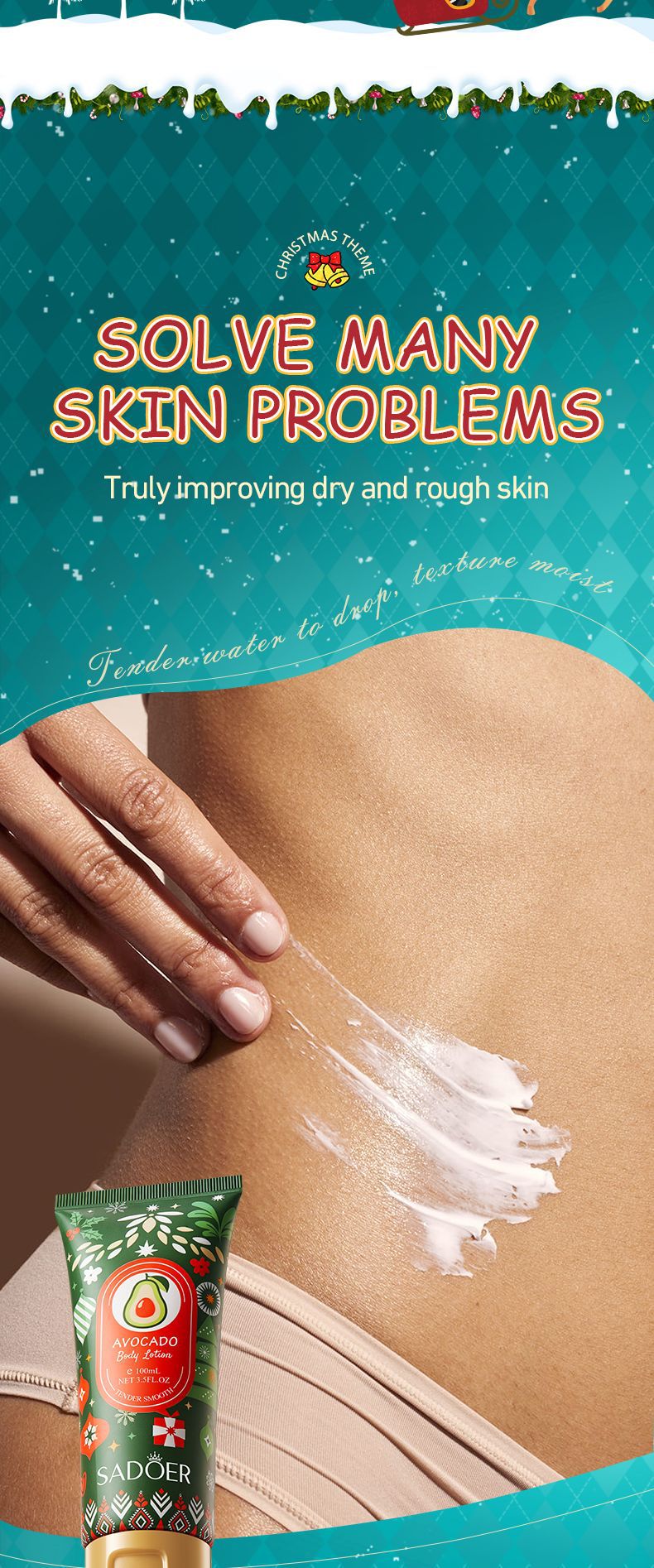 Avocado Moisturizing Body Lotion SADOER Autumn and winter moisturizing body cream cross-border foreign trade wholesale