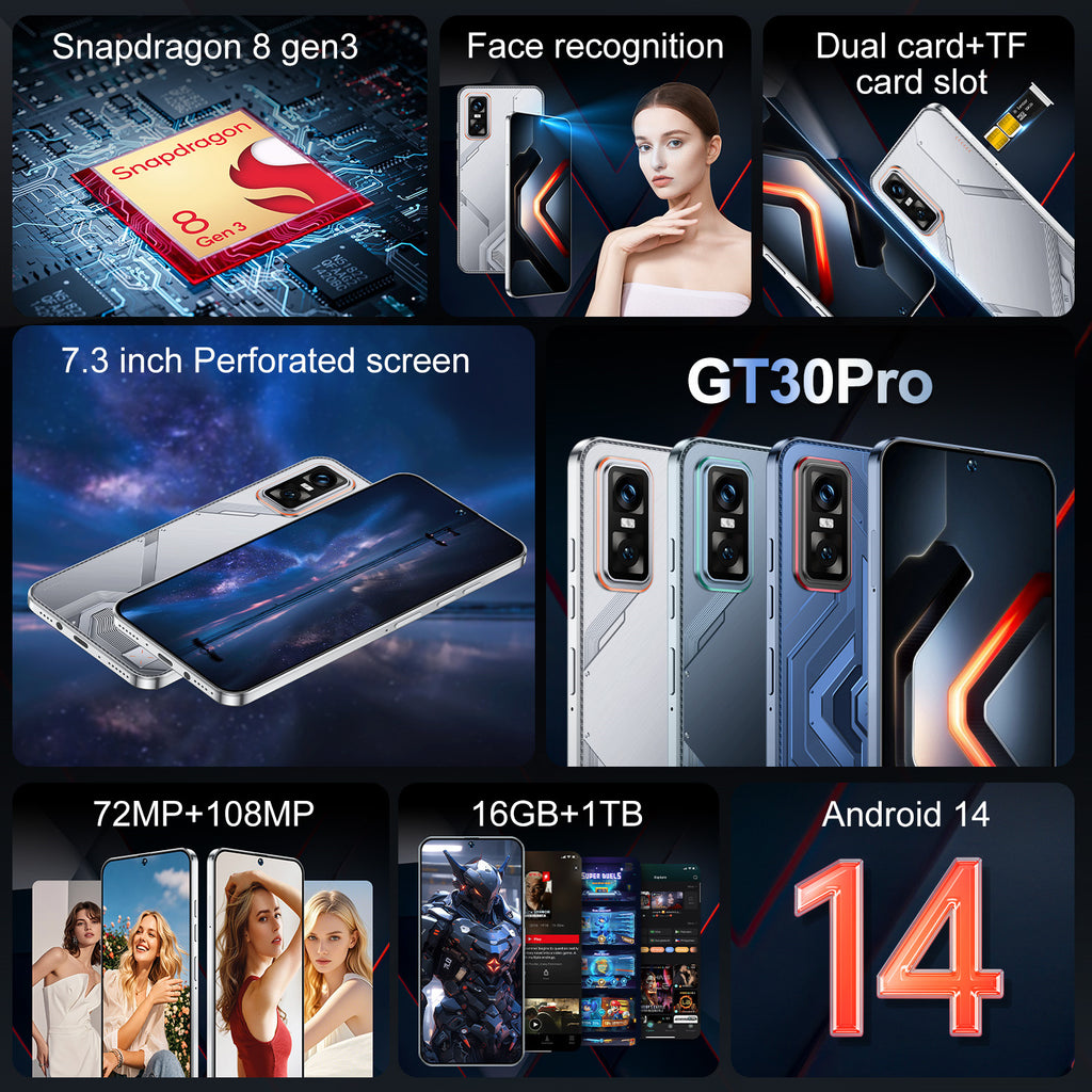Popular GT 30 Pro Mobile Phone16+1TB Android7.3Inch Large Screen Hot Selling on AliExpress