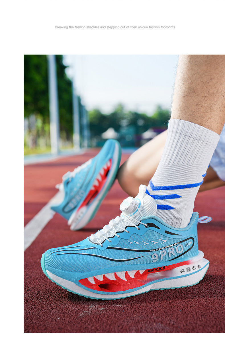 Autumn Winter New Double Mesh Thickened Knob Buckle Parent-Child Sports Shoes Real Explosive Carbon Plate Soft Sole Couple Running Shoes