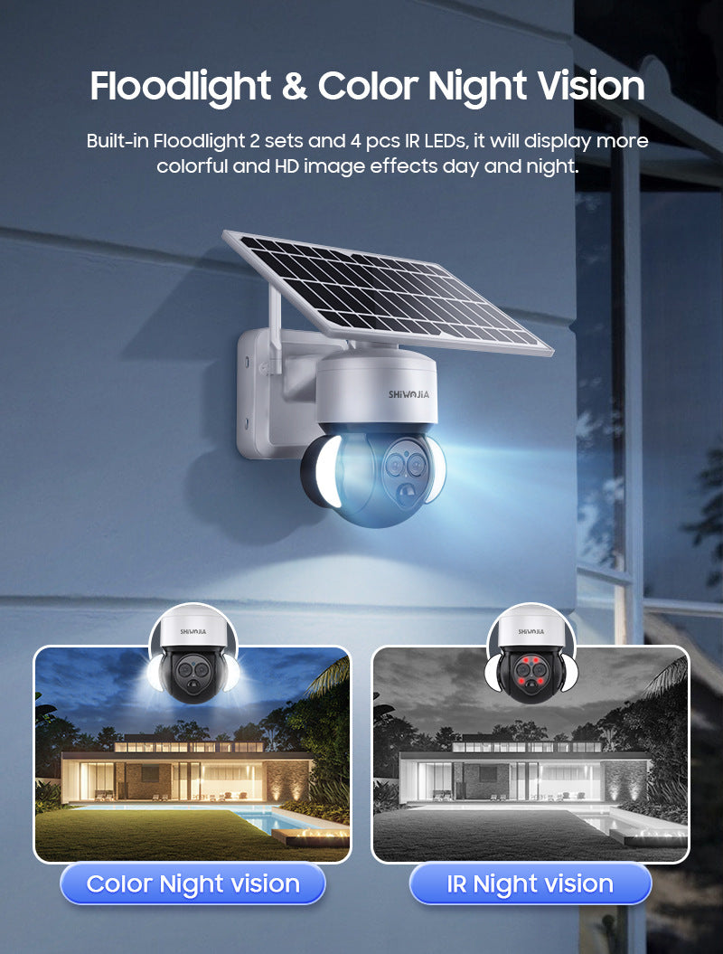 600Wan HD Outdoor Courtyard Solar Binocular Zoom Camera4G Wireless Night Vision Remote Early Warning Monitoring