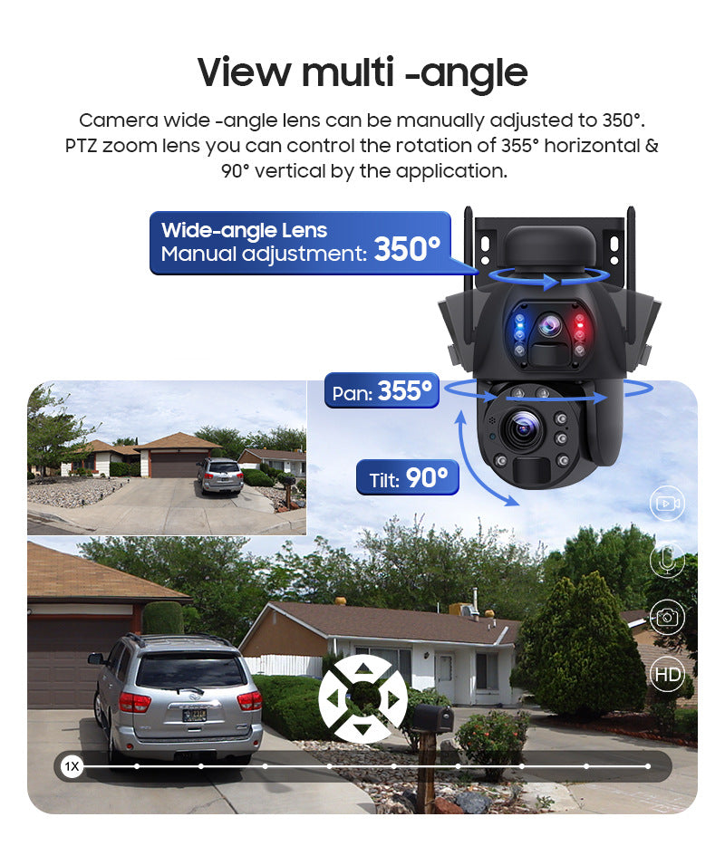 Dual Lens Dual Screen20Zoom7*24Solar Energy20W Hd600MP Metal Housing for Surveillance Camera