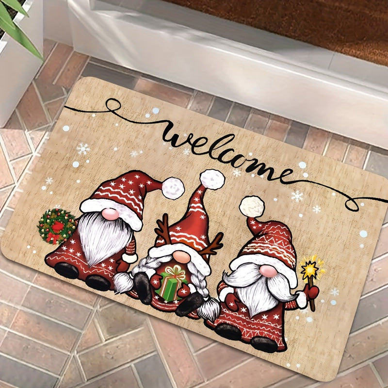 Christmas Flannel Doormat Holiday Decoration Entrance Mat Bathroom Water Absorbent Non-Slip Mat Customizable
