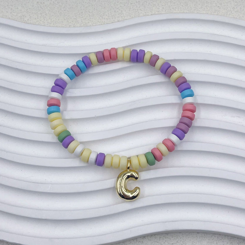Bubble Balloon Letter Bracelet Best Friend Friendship Gift Sweet Bracelet Colorful Soft Clay Abacus Bead Bracelet