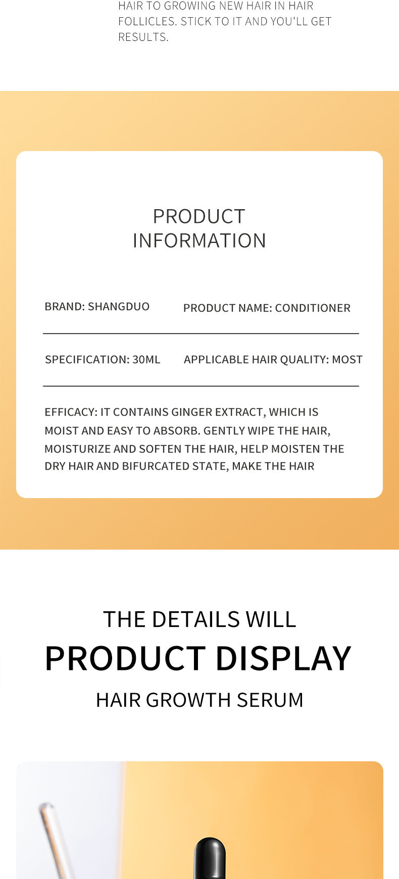 Full English Ginger Hair Treatment Solution30ml SADOER Moisturizing and Hydrating Hair Care  Foreign Trade Live Wholesale