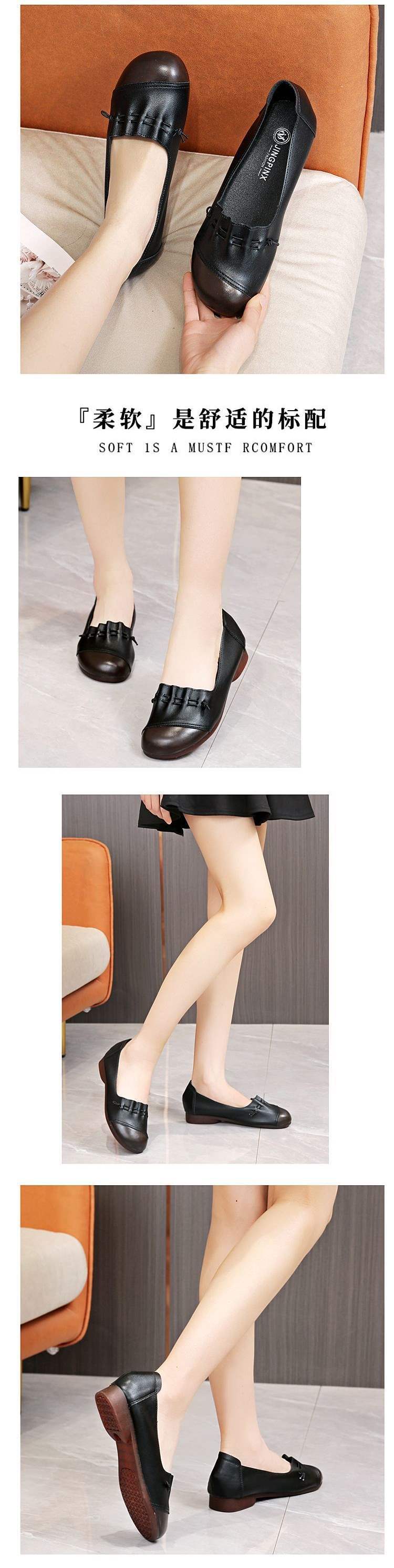 Soft Bottom2025New Spring and Summer Women's Casual Leather Shoes Flat Bottom Middle-aged and Elderly ladieswear Shoes Non-slip Women's Shoes