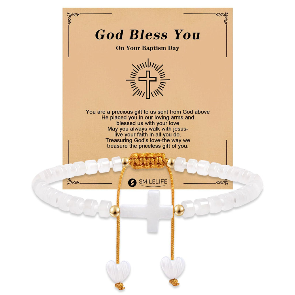 Women's Handmade Woven Bracelet with Heart Pendant, Spacer Beads, Gold Beads, Blessing Card, Stretchable Cross Woven Bracelet