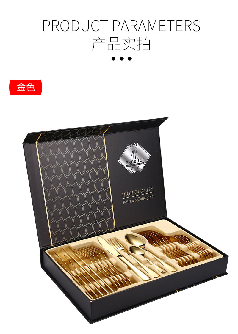 1010Stainless Steel Tableware Hotel Restaurant Knife Fork Spoon Set Western Steak Knife Fork24Set