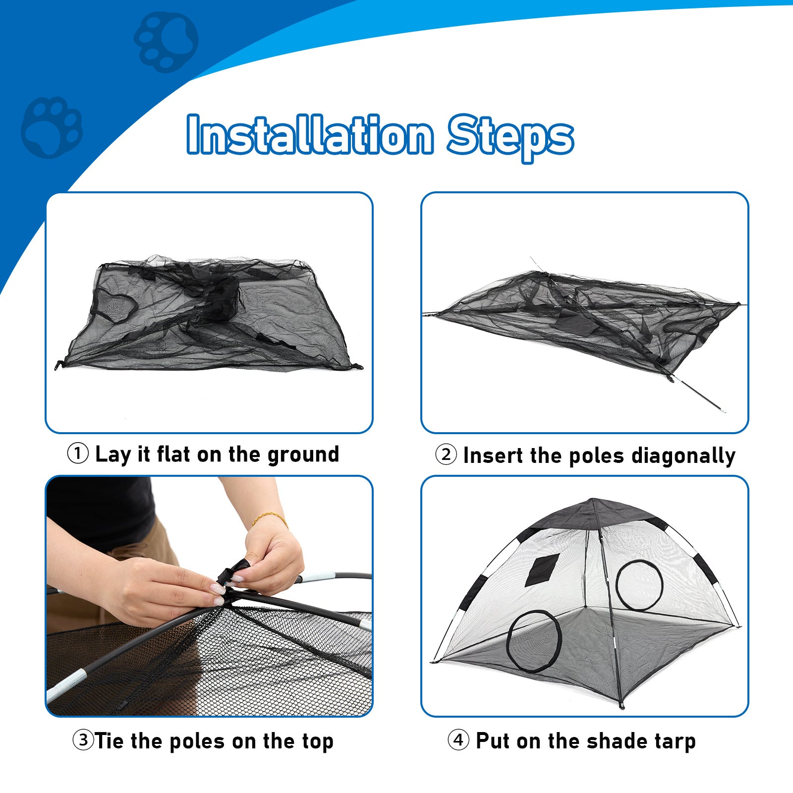 New Pet Tent Outdoor Large Space Thickened Mesh Tent Anti-Mosquito Cat Dog House Park Camping Tent