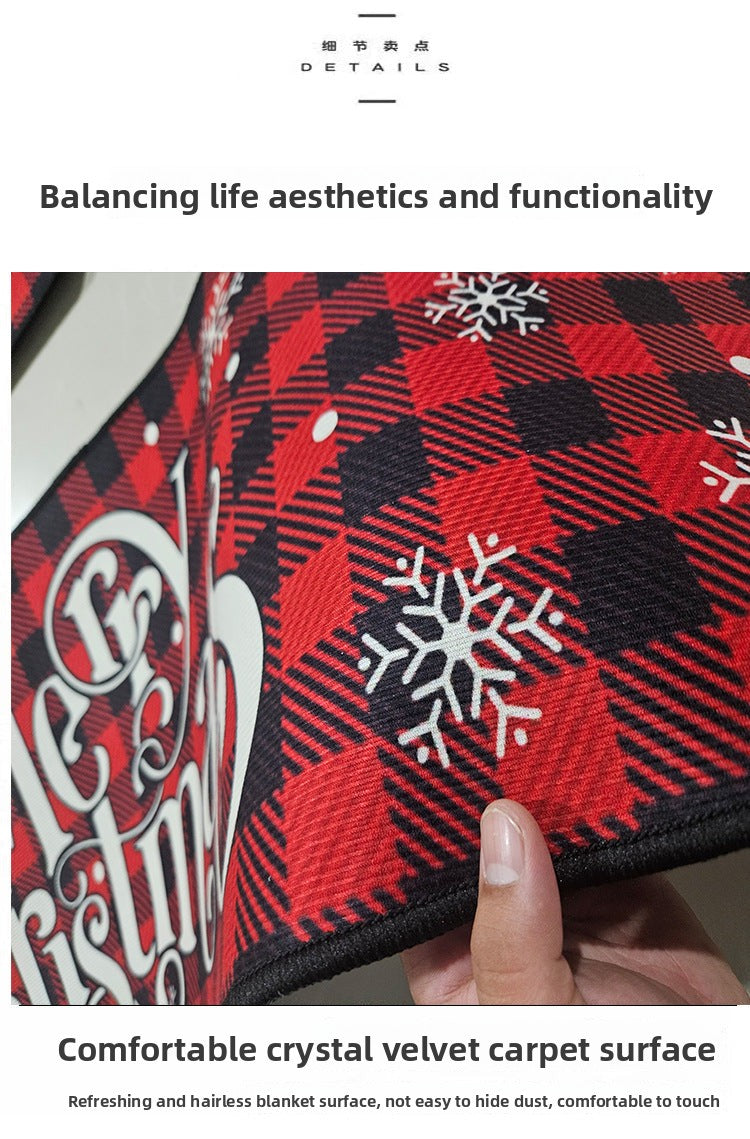Christmas Decorative Doormat Crystal Velvet Non-Slip Door Mat Festive Atmosphere Entrance Door Mat Outdoor Dust Removal Mat