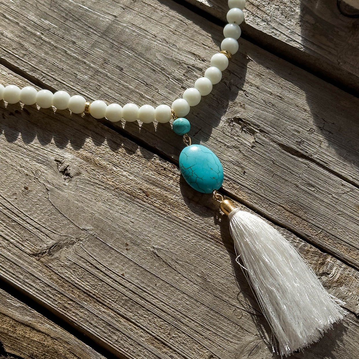 Simple Colorful Beaded Tassel y Chain Necklace Elegant Versatile Diamond-Studded Sweater Chain Jewelry