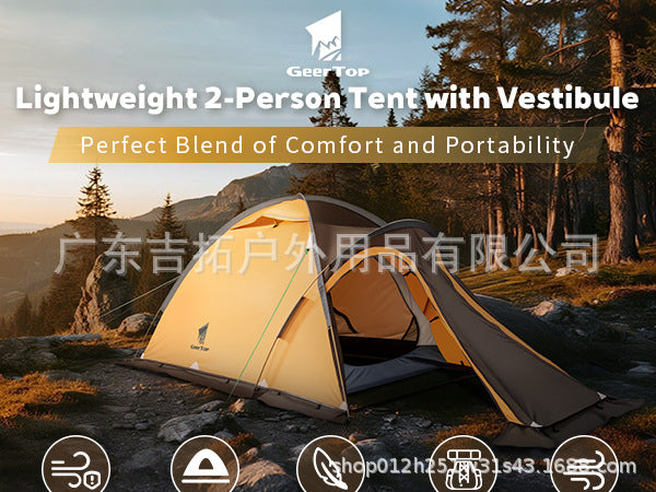 New Mountaineering Tent Double Person Double Layer Aluminum Pole Four Seasons Outdoor Camping Tent Windproof Rainproof Tent One Room One Hall