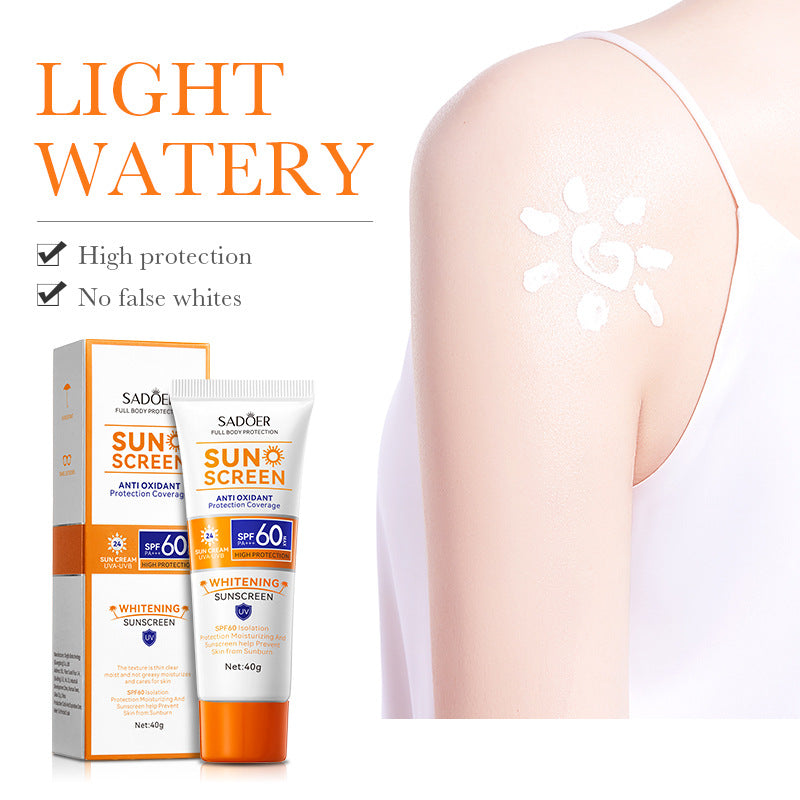 Full English SPF60+Sunscreen40g SADOER Isolation UV Protection Sunscreen Lotion  Wholesale
