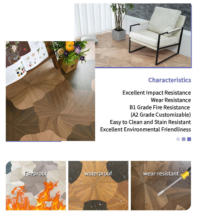 Lotus-Pattern Oak Parquet Engineered Hardwood Flooring Click Lock 3-Year Warranty Modern Design for Luxury High-end Spaces