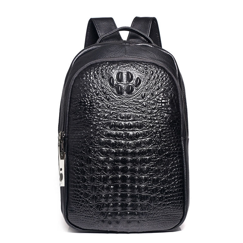 Fingerprint Unlock Men's Bag Genuine Leather Backpack Crocodile Top Layer Cowhide Business Travel Laptop Business Trip