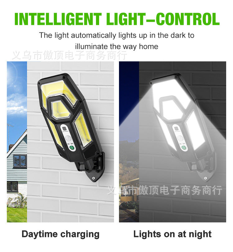 New Solar Wall Light Outdoor Human Body Sensing Street Light Waterproof Garden LED Garden Landscape Light Remote Control