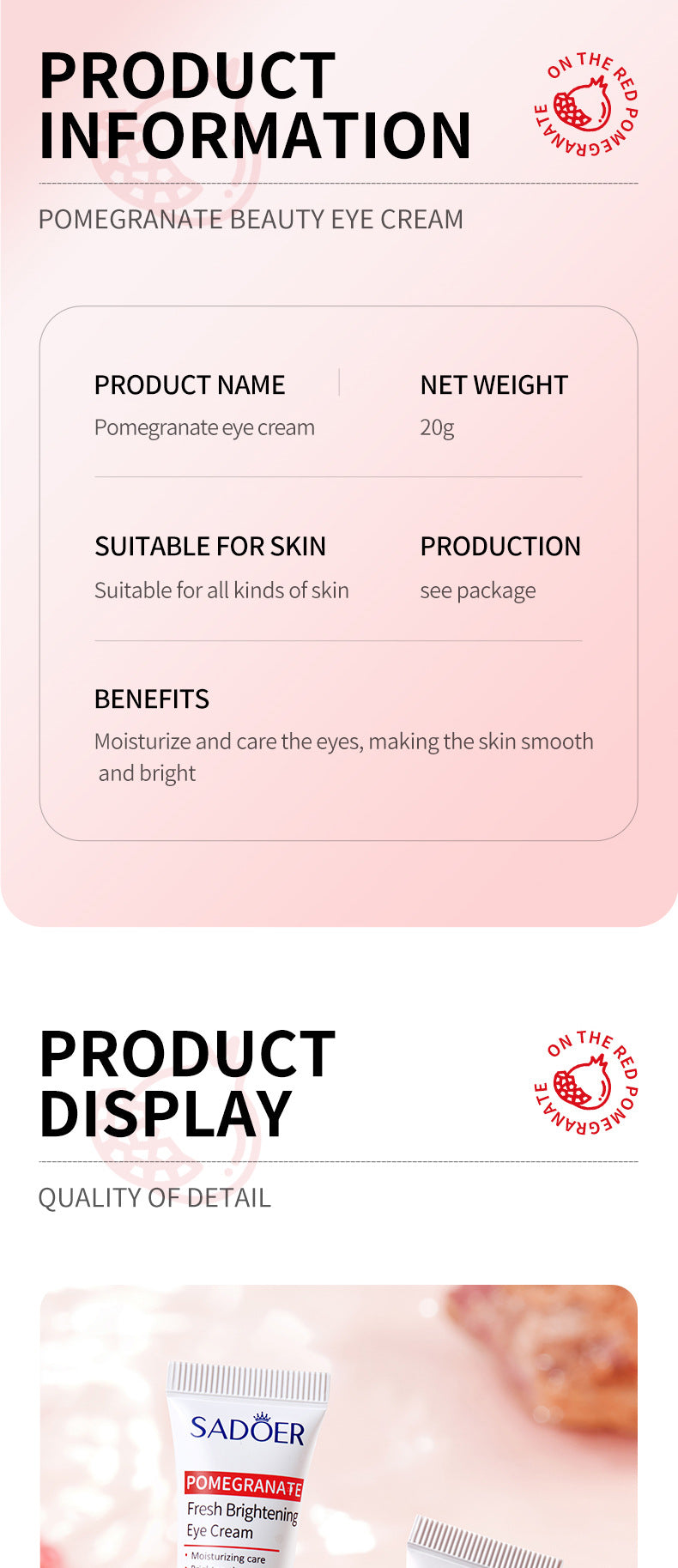 Red Pomegranate Skincare Set SADOER Hydrating Moisturizing Cleansing Nourishing  Wholesale